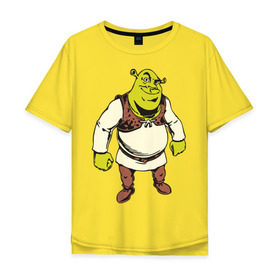Мужская футболка хлопок Oversize с принтом Shrek (3) в Петрозаводске, 100% хлопок | свободный крой, круглый ворот, “спинка” длиннее передней части | Тематика изображения на принте: shrek | шрек