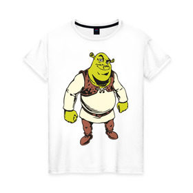 Женская футболка хлопок с принтом Shrek (3) в Петрозаводске, 100% хлопок | прямой крой, круглый вырез горловины, длина до линии бедер, слегка спущенное плечо | shrek | шрек