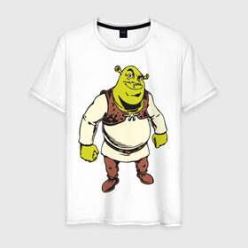 Мужская футболка хлопок с принтом Shrek (3) в Петрозаводске, 100% хлопок | прямой крой, круглый вырез горловины, длина до линии бедер, слегка спущенное плечо. | Тематика изображения на принте: shrek | шрек