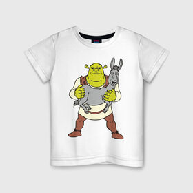 Детская футболка хлопок с принтом Shrek (5) в Петрозаводске, 100% хлопок | круглый вырез горловины, полуприлегающий силуэт, длина до линии бедер | Тематика изображения на принте: shrek | осел | шрек