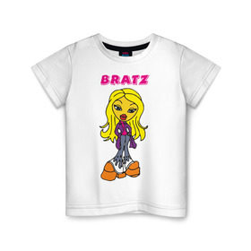Детская футболка хлопок с принтом Крошка Bratz в Петрозаводске, 100% хлопок | круглый вырез горловины, полуприлегающий силуэт, длина до линии бедер | bratz | для девочек | игрушки | куклы