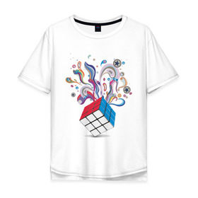 Мужская футболка хлопок Oversize с принтом КРеатив в Петрозаводске, 100% хлопок | свободный крой, круглый ворот, “спинка” длиннее передней части | colors | дизайн | краски | кубик рубика | поток цвета | цвета
