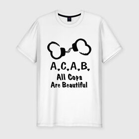 Мужская футболка премиум с принтом Soft A.C.A.B в Петрозаводске, 92% хлопок, 8% лайкра | приталенный силуэт, круглый вырез ворота, длина до линии бедра, короткий рукав | acab