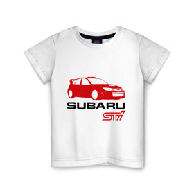 Детская футболка хлопок с принтом Subaru sti (2) в Петрозаводске, 100% хлопок | круглый вырез горловины, полуприлегающий силуэт, длина до линии бедер | Тематика изображения на принте: subaru impreza | subaru impreza wrx sti | subaru sti | wrx sti | авто2012 | импреза | субару | субару импреза