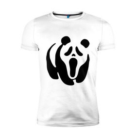 Мужская футболка премиум с принтом Scream Panda в Петрозаводске, 92% хлопок, 8% лайкра | приталенный силуэт, круглый вырез ворота, длина до линии бедра, короткий рукав | панда