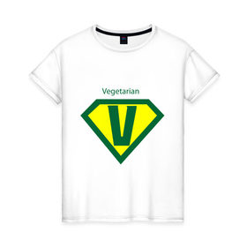 Женская футболка хлопок с принтом Вегетарианец в Петрозаводске, 100% хлопок | прямой крой, круглый вырез горловины, длина до линии бедер, слегка спущенное плечо | 