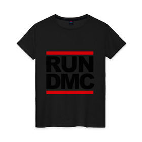 Женская футболка хлопок с принтом Run DMC в Петрозаводске, 100% хлопок | прямой крой, круглый вырез горловины, длина до линии бедер, слегка спущенное плечо | dmc | gangsta | gansta | hip hop | hop | rap | run | рэп | рэпчина | хип | хип хоп | хипхоп | хоп