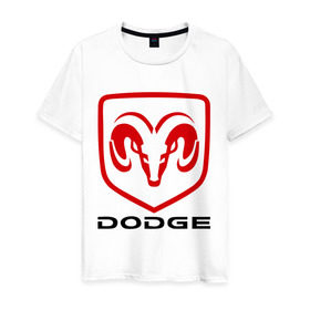 Мужская футболка хлопок с принтом Dodge в Петрозаводске, 100% хлопок | прямой крой, круглый вырез горловины, длина до линии бедер, слегка спущенное плечо. | dodge | авто2012 | додж | логотип dodge | логотип додж | символика dodge | символики додж