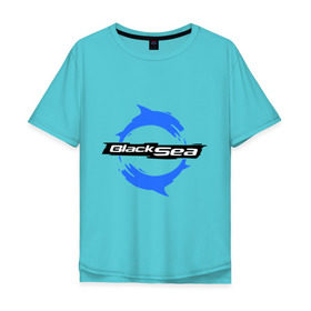 Мужская футболка хлопок Oversize с принтом Черное море - Black Sea в Петрозаводске, 100% хлопок | свободный крой, круглый ворот, “спинка” длиннее передней части | black sea | дельфины | черное море