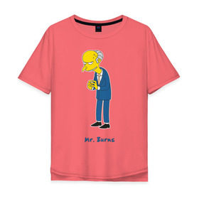 Мужская футболка хлопок Oversize с принтом Mr. Burns (The Simpsons) в Петрозаводске, 100% хлопок | свободный крой, круглый ворот, “спинка” длиннее передней части | Тематика изображения на принте: burns | simpsons | симпсоны | симсоны
