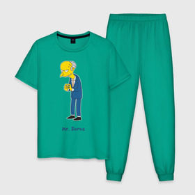Мужская пижама хлопок с принтом Mr. Burns (The Simpsons) в Петрозаводске, 100% хлопок | брюки и футболка прямого кроя, без карманов, на брюках мягкая резинка на поясе и по низу штанин
 | Тематика изображения на принте: burns | simpsons | симпсоны | симсоны
