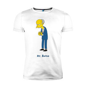 Мужская футболка премиум с принтом Mr. Burns (The Simpsons) в Петрозаводске, 92% хлопок, 8% лайкра | приталенный силуэт, круглый вырез ворота, длина до линии бедра, короткий рукав | Тематика изображения на принте: burns | simpsons | симпсоны | симсоны