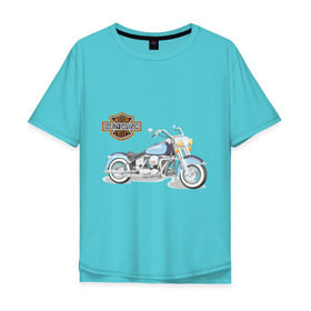 Мужская футболка хлопок Oversize с принтом Harley (2) в Петрозаводске, 100% хлопок | свободный крой, круглый ворот, “спинка” длиннее передней части | байк | дэвидсон | харлей | харли
