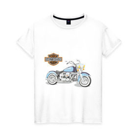 Женская футболка хлопок с принтом Harley (2) в Петрозаводске, 100% хлопок | прямой крой, круглый вырез горловины, длина до линии бедер, слегка спущенное плечо | байк | дэвидсон | харлей | харли