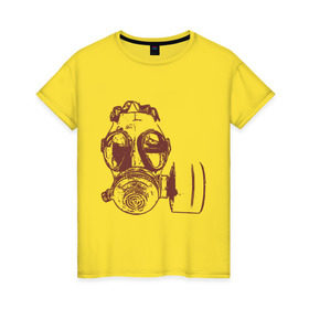 Женская футболка хлопок с принтом Респиратор в Петрозаводске, 100% хлопок | прямой крой, круглый вырез горловины, длина до линии бедер, слегка спущенное плечо | dubstep | gas | газ | противогаз | респиратор