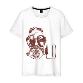 Мужская футболка хлопок с принтом Респиратор в Петрозаводске, 100% хлопок | прямой крой, круглый вырез горловины, длина до линии бедер, слегка спущенное плечо. | dubstep | gas | газ | противогаз | респиратор