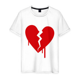 Мужская футболка хлопок с принтом Разбитое сердце (2) в Петрозаводске, 100% хлопок | прямой крой, круглый вырез горловины, длина до линии бедер, слегка спущенное плечо. | любовь | отношения | разбитое | расставание | сердце | чувства