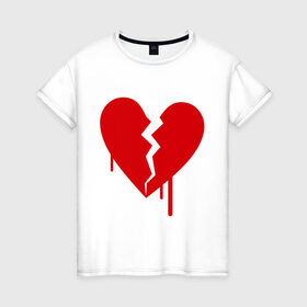 Женская футболка хлопок с принтом Разбитое сердце (2) в Петрозаводске, 100% хлопок | прямой крой, круглый вырез горловины, длина до линии бедер, слегка спущенное плечо | любовь | отношения | разбитое | расставание | сердце | чувства