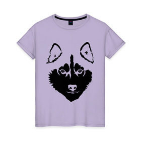 Женская футболка хлопок с принтом Siberian Husky в Петрозаводске, 100% хлопок | прямой крой, круглый вырез горловины, длина до линии бедер, слегка спущенное плечо | siberian husky | портрет | сибирский хаски | собака