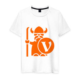Мужская футболка хлопок с принтом Викинг в Петрозаводске, 100% хлопок | прямой крой, круглый вырез горловины, длина до линии бедер, слегка спущенное плечо. | 