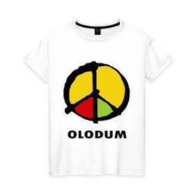 Женская футболка хлопок с принтом Olodum в Петрозаводске, 100% хлопок | прямой крой, круглый вырез горловины, длина до линии бедер, слегка спущенное плечо | бразилия
