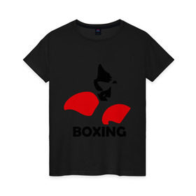 Женская футболка хлопок с принтом Russia boxing в Петрозаводске, 100% хлопок | прямой крой, круглый вырез горловины, длина до линии бедер, слегка спущенное плечо | кикбоксинг