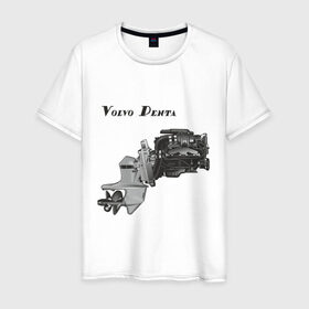 Мужская футболка хлопок с принтом Volvo Penta motor boat в Петрозаводске, 100% хлопок | прямой крой, круглый вырез горловины, длина до линии бедер, слегка спущенное плечо. | авто | автомобиль | машины | тачки