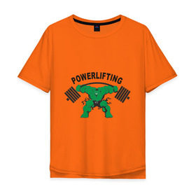 Мужская футболка хлопок Oversize с принтом Powerlifting (2) в Петрозаводске, 100% хлопок | свободный крой, круглый ворот, “спинка” длиннее передней части | powerlifting