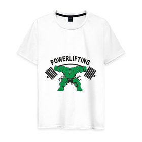 Мужская футболка хлопок с принтом Powerlifting (2) в Петрозаводске, 100% хлопок | прямой крой, круглый вырез горловины, длина до линии бедер, слегка спущенное плечо. | powerlifting