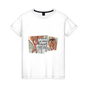 Женская футболка хлопок с принтом Grand Theft Auto San Andreas (2) в Петрозаводске, 100% хлопок | прямой крой, круглый вырез горловины, длина до линии бедер, слегка спущенное плечо | grand theft auto | gta | gta sa | san andreas | гта сан андреас
