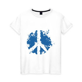 Женская футболка хлопок с принтом Peace мир в Петрозаводске, 100% хлопок | прямой крой, круглый вырез горловины, длина до линии бедер, слегка спущенное плечо | хиппи