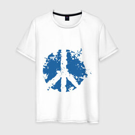 Мужская футболка хлопок с принтом Peace мир в Петрозаводске, 100% хлопок | прямой крой, круглый вырез горловины, длина до линии бедер, слегка спущенное плечо. | Тематика изображения на принте: хиппи