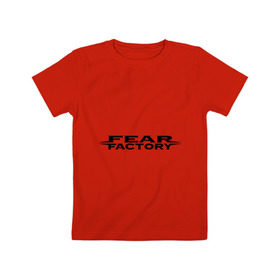 Детская футболка хлопок с принтом Fear Factory (1) в Петрозаводске, 100% хлопок | круглый вырез горловины, полуприлегающий силуэт, длина до линии бедер | американский рок | лого fear factory | логотип fear factory | рок | символика fear factory | эмблема fear factory