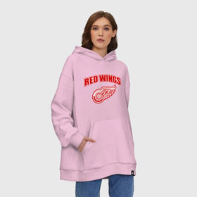 Худи SuperOversize хлопок с принтом Detroit Red Wings (2) в Петрозаводске, 70% хлопок, 30% полиэстер, мягкий начес внутри | карман-кенгуру, эластичная резинка на манжетах и по нижней кромке, двухслойный капюшон
 | detroit red wings | nhl | лига | национальная хоккейная лига | нхл