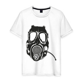 Мужская футболка хлопок с принтом Респиратор 2 в Петрозаводске, 100% хлопок | прямой крой, круглый вырез горловины, длина до линии бедер, слегка спущенное плечо. | dubstep | gas | противогаз | респиратор