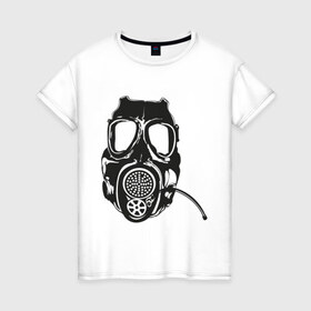 Женская футболка хлопок с принтом Респиратор 2 в Петрозаводске, 100% хлопок | прямой крой, круглый вырез горловины, длина до линии бедер, слегка спущенное плечо | dubstep | gas | противогаз | респиратор