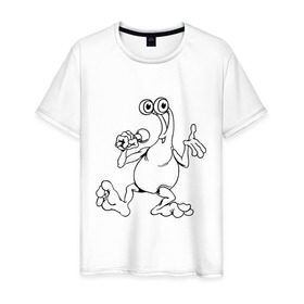 Мужская футболка хлопок с принтом Инопланетянин (4) в Петрозаводске, 100% хлопок | прямой крой, круглый вырез горловины, длина до линии бедер, слегка спущенное плечо. | гуманоид | инопланетянин | нло | пришелец