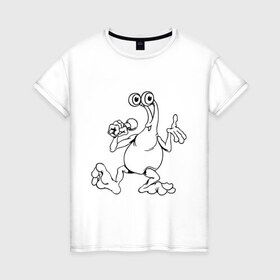 Женская футболка хлопок с принтом Инопланетянин (4) в Петрозаводске, 100% хлопок | прямой крой, круглый вырез горловины, длина до линии бедер, слегка спущенное плечо | гуманоид | инопланетянин | нло | пришелец