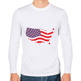 Мужской лонгслив хлопок с принтом Флаг Америки в Петрозаводске, 100% хлопок |  | america | usa | америка | сша | флаг | штаты