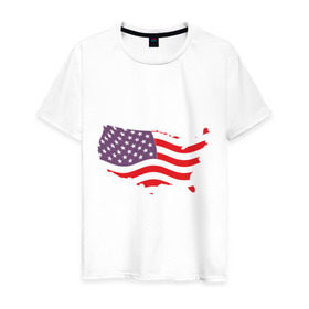 Мужская футболка хлопок с принтом Флаг Америки в Петрозаводске, 100% хлопок | прямой крой, круглый вырез горловины, длина до линии бедер, слегка спущенное плечо. | Тематика изображения на принте: america | usa | америка | сша | флаг | штаты