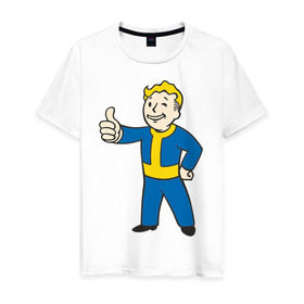 Мужская футболка хлопок с принтом Мальчик из Fallout в Петрозаводске, 100% хлопок | прямой крой, круглый вырез горловины, длина до линии бедер, слегка спущенное плечо. | fallout | мальчик | постапокалиптические | радиация