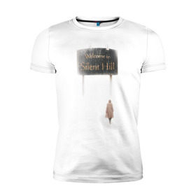 Мужская футболка премиум с принтом Сайлент Хилл в Петрозаводске, 92% хлопок, 8% лайкра | приталенный силуэт, круглый вырез ворота, длина до линии бедра, короткий рукав | hill | silent | сайлент | ужастик | ужастики | ужасы | хилл