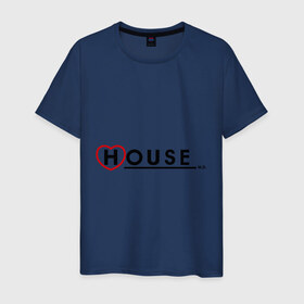 Мужская футболка хлопок с принтом House m d - с сердечком в Петрозаводске, 100% хлопок | прямой крой, круглый вырез горловины, длина до линии бедер, слегка спущенное плечо. | Тематика изображения на принте: house | house md | все врут | доктор хауз | доктор хаус | хаус | хью лори