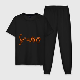 Мужская пижама хлопок с принтом Sex = Fun в Петрозаводске, 100% хлопок | брюки и футболка прямого кроя, без карманов, на брюках мягкая резинка на поясе и по низу штанин
 | Тематика изображения на принте: fun | веселье | икс | интеграл | математика | математический | развлечение | формула | функция