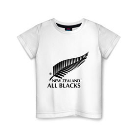 Детская футболка хлопок с принтом All blacks в Петрозаводске, 100% хлопок | круглый вырез горловины, полуприлегающий силуэт, длина до линии бедер | Тематика изображения на принте: американский футбол | регби