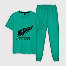 Мужская пижама хлопок с принтом All blacks в Петрозаводске, 100% хлопок | брюки и футболка прямого кроя, без карманов, на брюках мягкая резинка на поясе и по низу штанин
 | американский футбол | регби