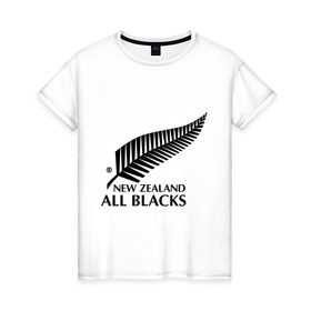Женская футболка хлопок с принтом All blacks в Петрозаводске, 100% хлопок | прямой крой, круглый вырез горловины, длина до линии бедер, слегка спущенное плечо | американский футбол | регби