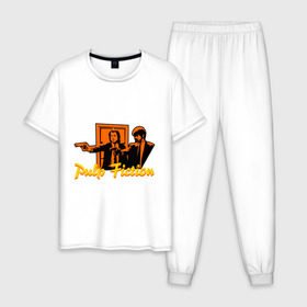Мужская пижама хлопок с принтом Pulp Fiction в Петрозаводске, 100% хлопок | брюки и футболка прямого кроя, без карманов, на брюках мягкая резинка на поясе и по низу штанин
 | pulp fiction | криминальное чтиво