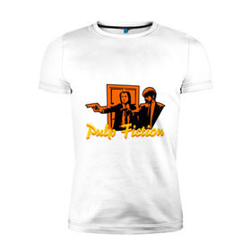 Мужская футболка премиум с принтом Pulp Fiction в Петрозаводске, 92% хлопок, 8% лайкра | приталенный силуэт, круглый вырез ворота, длина до линии бедра, короткий рукав | pulp fiction | криминальное чтиво