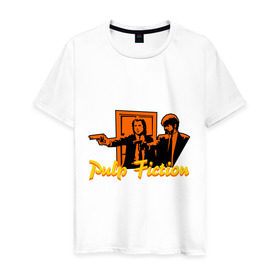 Мужская футболка хлопок с принтом Pulp Fiction в Петрозаводске, 100% хлопок | прямой крой, круглый вырез горловины, длина до линии бедер, слегка спущенное плечо. | pulp fiction | криминальное чтиво